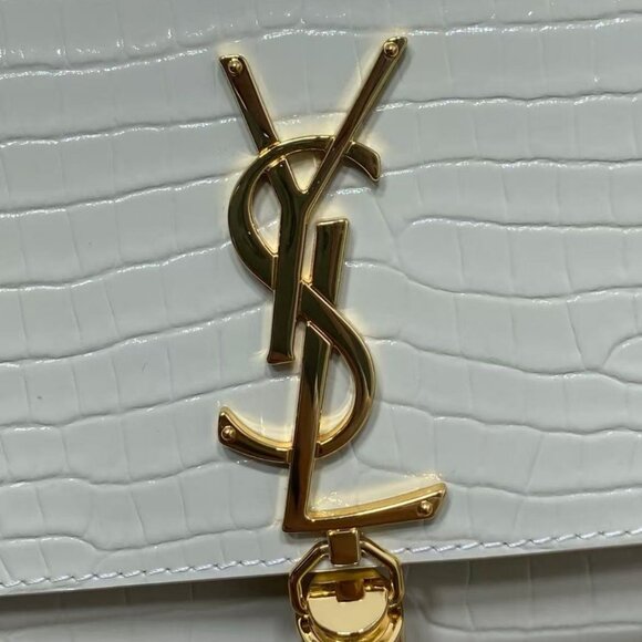 Yves YSL Saint Laurent KATE medium fringed crocodile-embossed leather bag - Picture 9 of 9